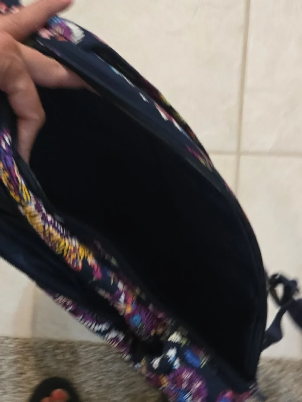 Vera Bradley Quilted Floral Backpack - Black Multicolor Pattern